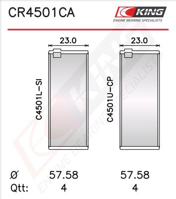 Черупка на биелен лагер KING CR4501CA0.5