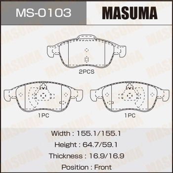 MASUMA MS-0103 Ремкомплект барабанных колодок  для RENAULT DUSTER (Рено Дустер)