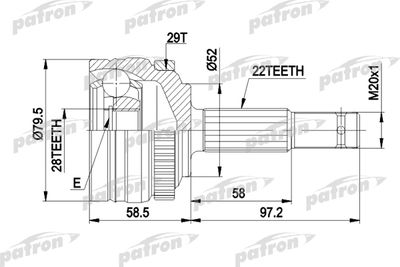 PATRON PCV1116 ШРУС  для OPEL COMBO (Опель Комбо)