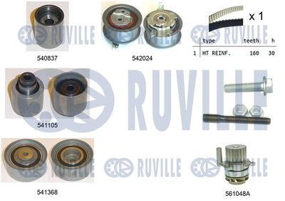 Водяной насос + комплект зубчатого ремня RUVILLE 5503051 для AUDI Q5