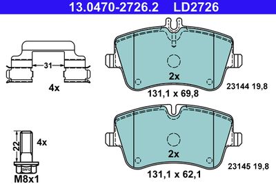 Комплект тормозных колодок, дисковый тормоз 13.0470-2726.2