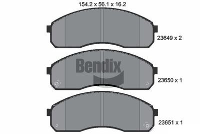 Комплект тормозных колодок, дисковый тормоз BENDIX Braking BPD2023 для KIA PREGIO