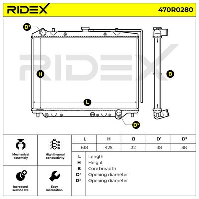 радиатор, охлаждане на двигателя RIDEX