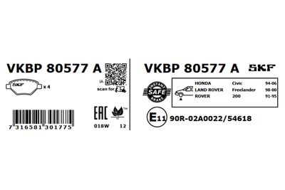 Brake Pad Set, disc brake VKBP 80577 A