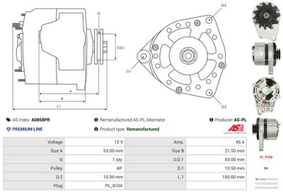 GENERATOR / ALTERNATOR AS-PL A0858PR 4