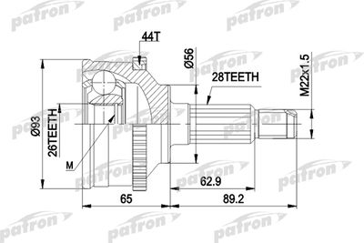 Шарнирный комплект, приводной вал PATRON PCV1328 для MAZDA MX-6