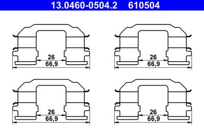 Комплектующие, колодки дискового тормоза ATE 13.0460-0504.2 для DAEWOO KALOS