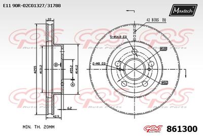 MAXTECH 861300 Тормозные диски для TOYOTA VERSO (_R2_) 2.2 D-CAT (AUR21_)