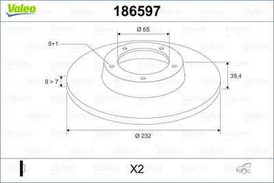 VALEO 186597 Тормозные диски  для SEAT ARONA (Сеат Арона)