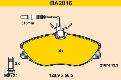 BA2016 BARUM Комплект тормозных колодок, дисковый тормоз