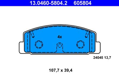 Комплект тормозных колодок, дисковый тормоз ATE 13.0460-5804.2 для MAZDA 6