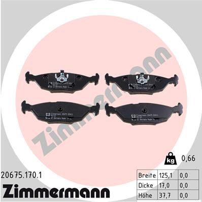 Комплект тормозных колодок, дисковый тормоз ZIMMERMANN 20675.170.1 для BMW Z1