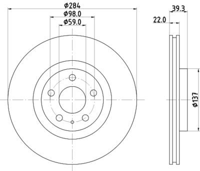 Тормозной диск HELLA 8DD 355 105-491 для ALFA ROMEO GTV