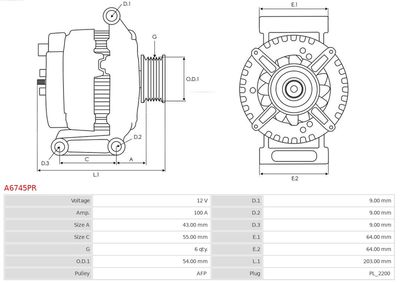 Alternator A6745PR