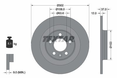 Тормозной диск TEXTAR 92304703 для VOLVO XC40