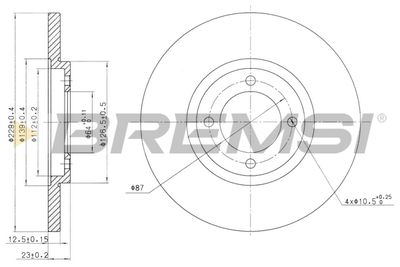 Тормозной диск BREMSI CD6121S для DAIHATSU CHARMANT