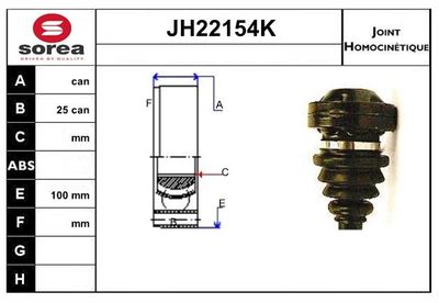 SNRA Homokineet reparatie set, aandrijfas (JH22154K)