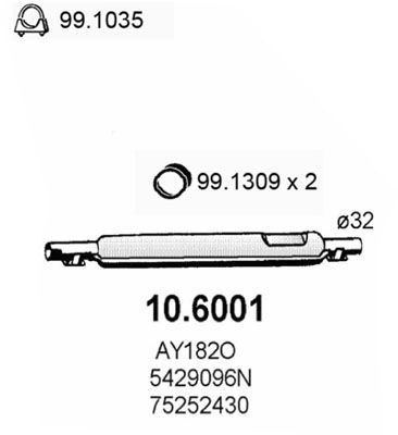 Средний глушитель выхлопных газов ASSO 10.6001 для CITROËN AMI