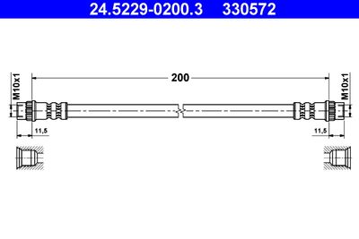 Тормозной шланг ATE 24.5229-0200.3 для RENAULT TRAFIC