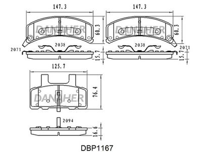 Комплект тормозных колодок, дисковый тормоз DANAHER DBP1167 для CHEVROLET C1500