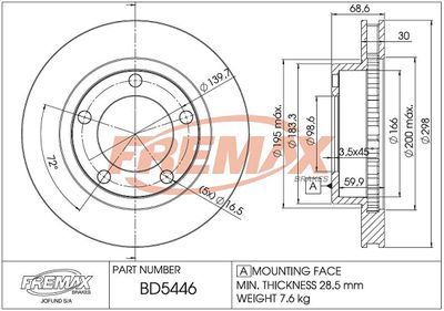 Тормозной диск FREMAX BD-5446 для FORD USA F-150