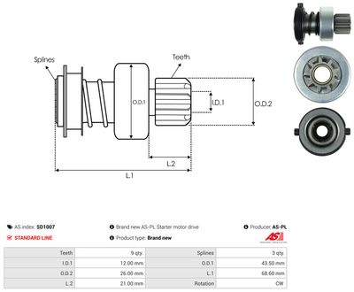 Friløpsgir, starter AS-PL SD1007