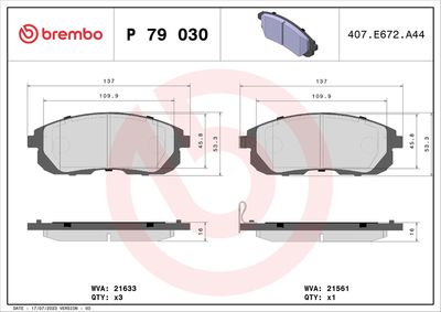 Комплект тормозных колодок, дисковый тормоз P 79 030