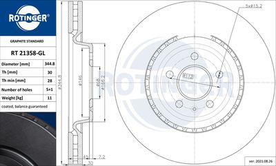 спирачен диск ROTINGER RT 21358-GL