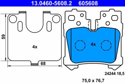 Комплект тормозных колодок, дисковый тормоз ATE 13.0460-5608.2 для LEXUS LS