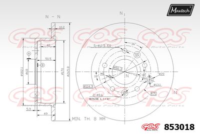 Тормозной диск MAXTECH 853018 для MAZDA 929