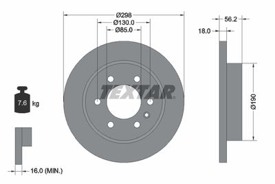 Тормозной диск TEXTAR 92301003 для MERCEDES-BENZ eSPRINTER