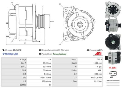 GENERATOR / ALTERNATOR AS-PL A3490PR 4