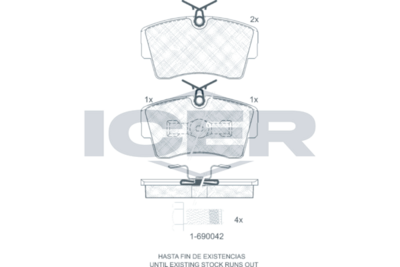 комплект спирачно феродо, дискови спирачки ICER 180815-700