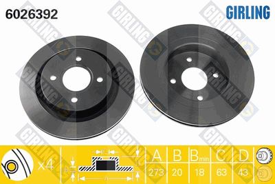 GIRLING 6026392 Тормозные диски для CHRYSLER LE BARON