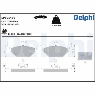 Комплект тормозных колодок, дисковый тормоз LP5014EV