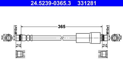 ATE 24.5239-0365.3 Тормозной шланг  для PEUGEOT EXPERT (Пежо Еxперт)