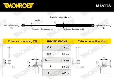 AMORTIZOR PORTBAGAJ MONROE ML6113 4