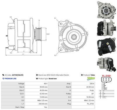 Alternátor AS-PL A3732(VALEO)