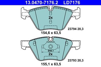 Комплект тормозных колодок, дисковый тормоз 13.0470-7176.2