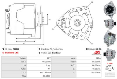 GENERATOR / ALTERNATOR AS-PL A6853S 4