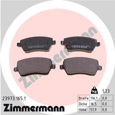 Комплект тормозных колодок, дисковый тормоз ZIMMERMANN 23973.165.1 для SUZUKI SPLASH