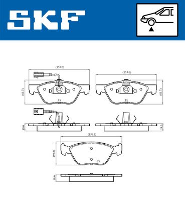 Комплект тормозных колодок, дисковый тормоз SKF VKBP 80438 E для ALFA ROMEO 147