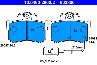 Комплект тормозных колодок, дисковый тормоз ATE 13.0460-2800.2 для ROVER 800