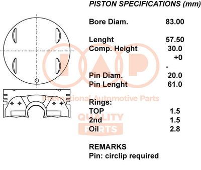 Поршень IAP QUALITY PARTS 100-13076 для NISSAN 200SX