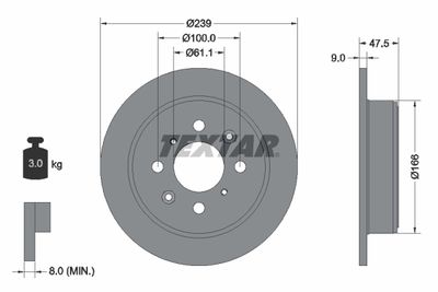 TEXTAR 92077900 Гальмівні диски для ACURA (Акура)