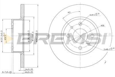 BREMSI CD6129S Тормозные диски  для FIAT CROMA (154_) 1900 Turbo D i.d. (154.LL, 154.PL)