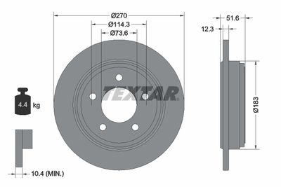 Тормозной диск TEXTAR 92271503 для CHRYSLER 300M