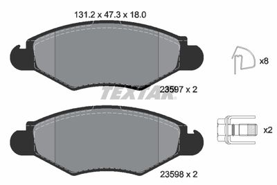 Комплект тормозных колодок, дисковый тормоз TEXTAR 2359703 для PEUGEOT 206+