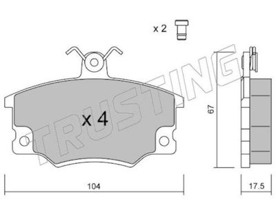 Sada brzdových destiček, kotoučová brzda TRUSTING 032.1