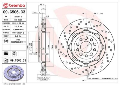 BREMSSCHEIBE BREMBO 09C50633 1